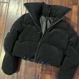 Black Corduroy Puffer Jacket